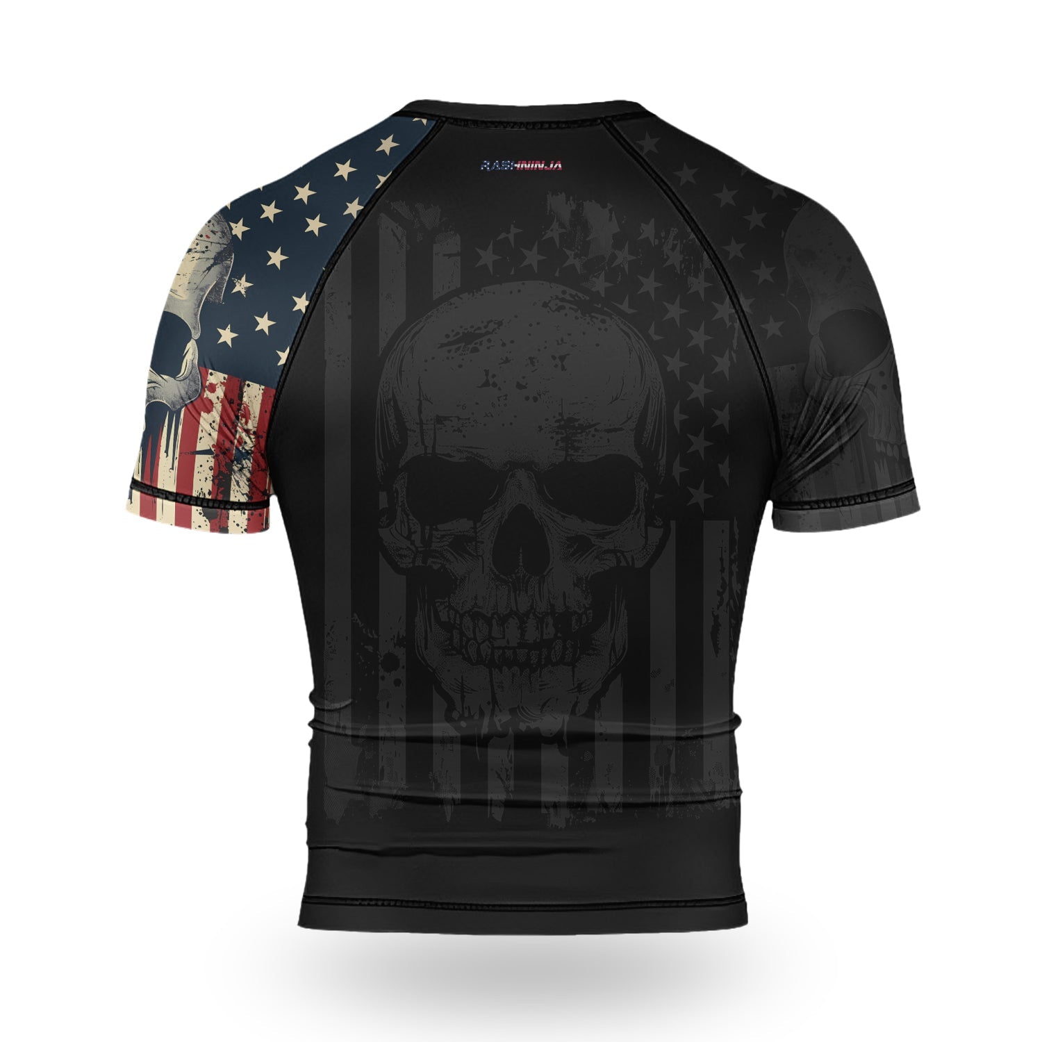 Rashninja Patriotic Skull Men's Short Sleeve Rash Guard