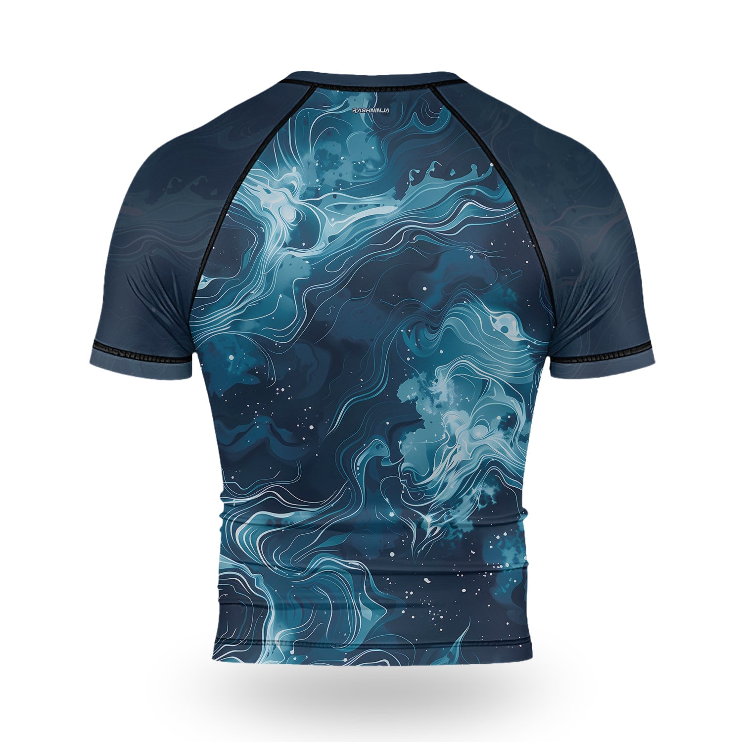 Rashninja Cyber Storm Blue Men's Short Sleeve Rash Guard