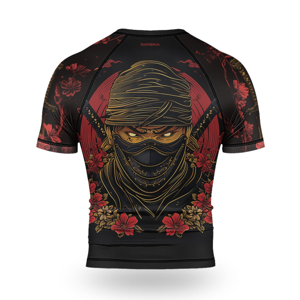 Rashninja Ninja Crimson Blossom Men's Short Sleeve Rash Guard