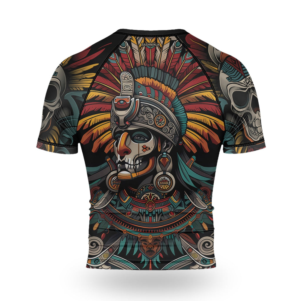 Rashninja Aztec Eagle Crest Men's Short Sleeve Rash Guard