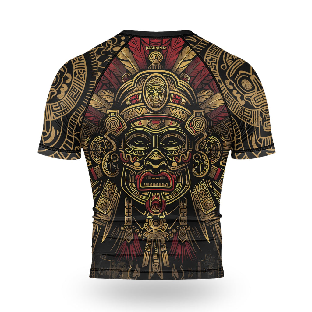 Rashninja Aztec Pyramid Ritual Men's Short Sleeve Rash Guard