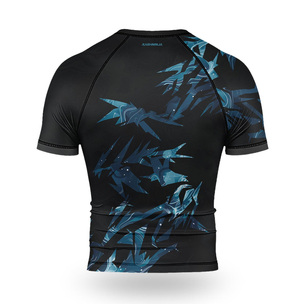 Rashninja Cyber Storm Blue Men's Short Sleeve Rash Guard