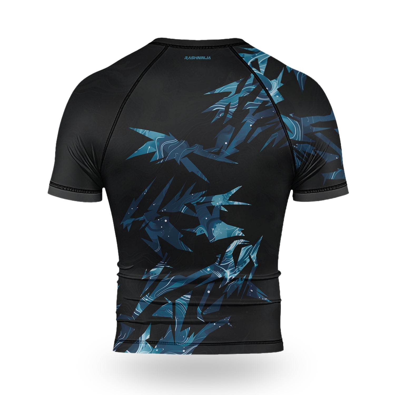 Rashninja Cyber Storm Blue Men's Short Sleeve Rash Guard