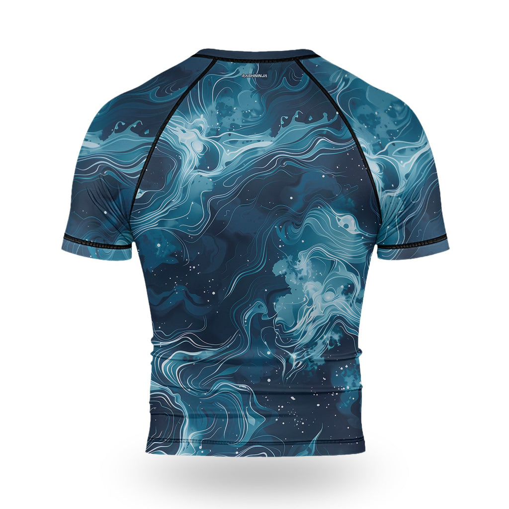 Rashninja Cyber Storm Blue Men's Short Sleeve Rash Guard