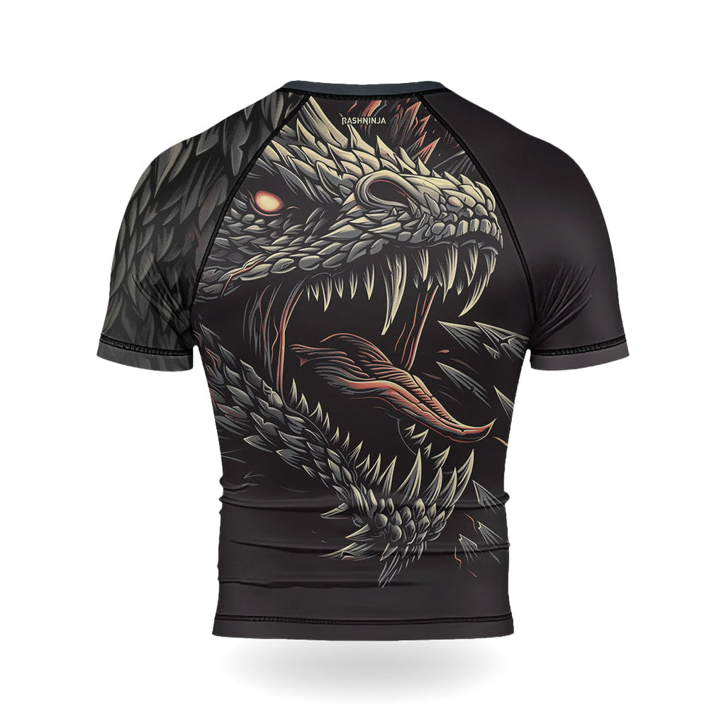 Rashninja Dragon Black White Men's Short Sleeve Rash Guard