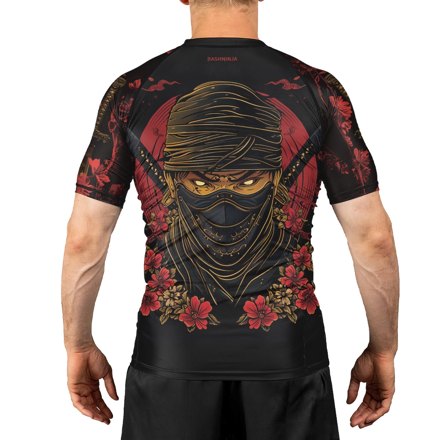 Rashninja Ninja Crimson Blossom Men's Short Sleeve Rash Guard