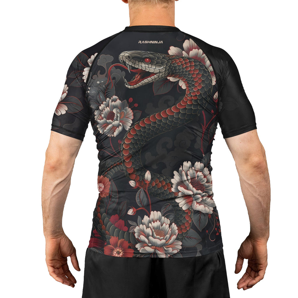 Rashninja Snake Blossom Strike Men's Short Sleeve Rash Guard