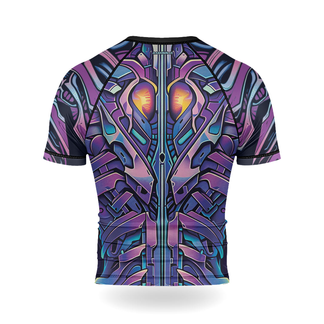 Rashninja Cyber Biomechanic Purple Blue Men's Short Sleeve Rash Guard