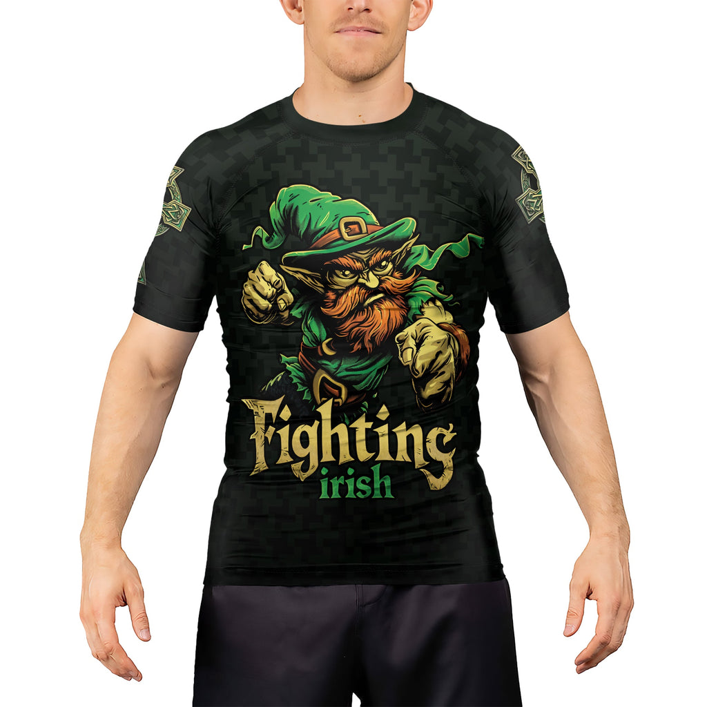 Rashninja Fighting Irish Leprechaun Men's Short Sleeve Rash Guard