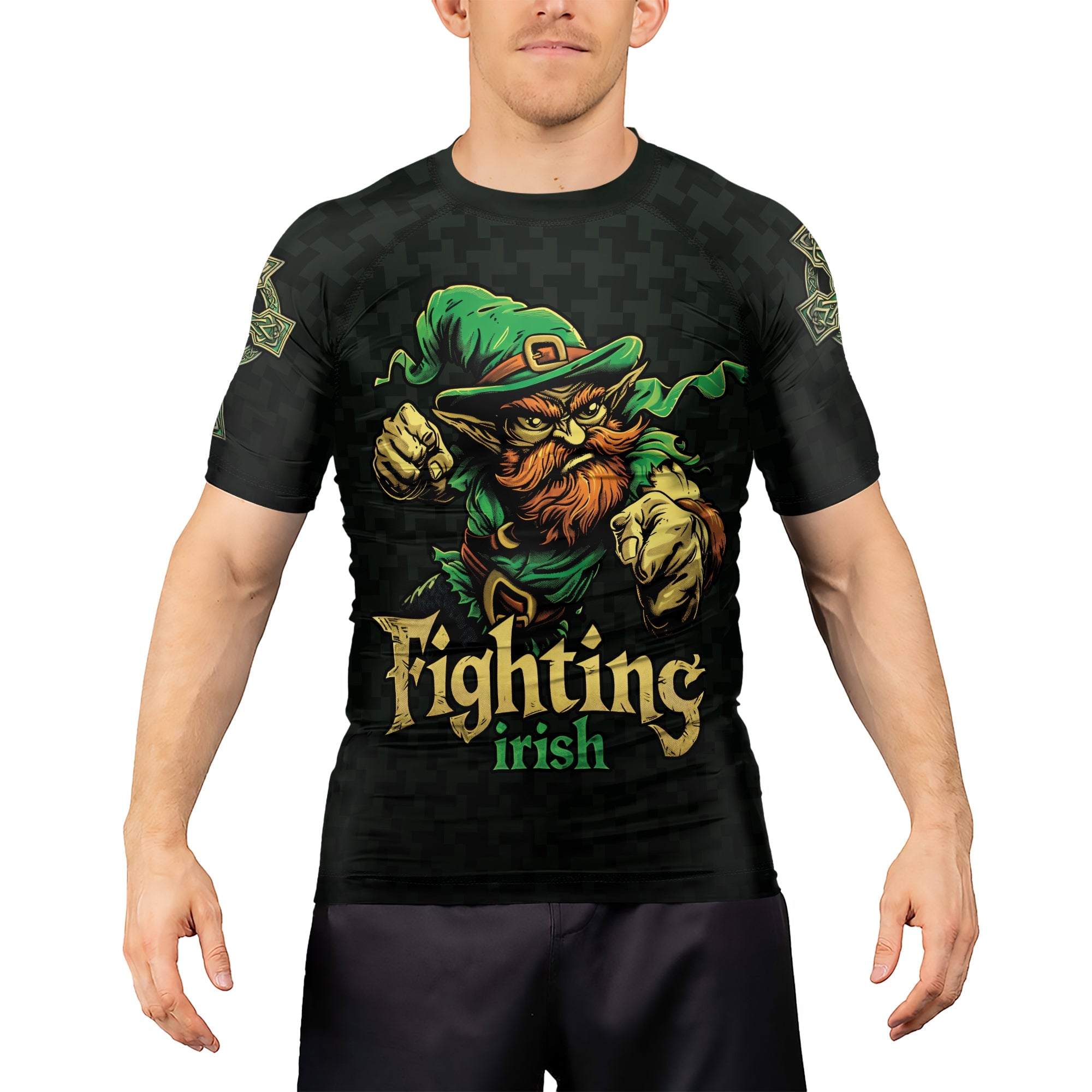 Rashninja Fighting Irish Leprechaun Men's Short Sleeve Rash Guard