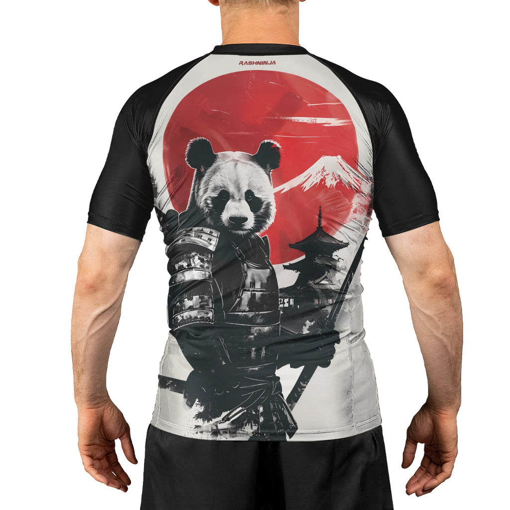 Rashninja Panda Samurai Sunset Men's Short Sleeve Rash Guard