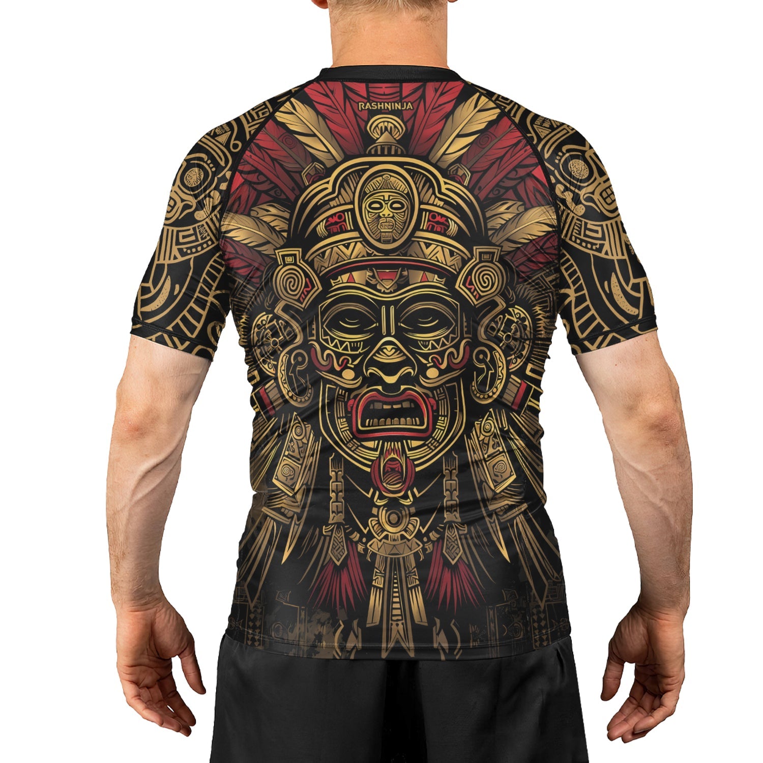 Rashninja Aztec Pyramid Ritual Men's Short Sleeve Rash Guard