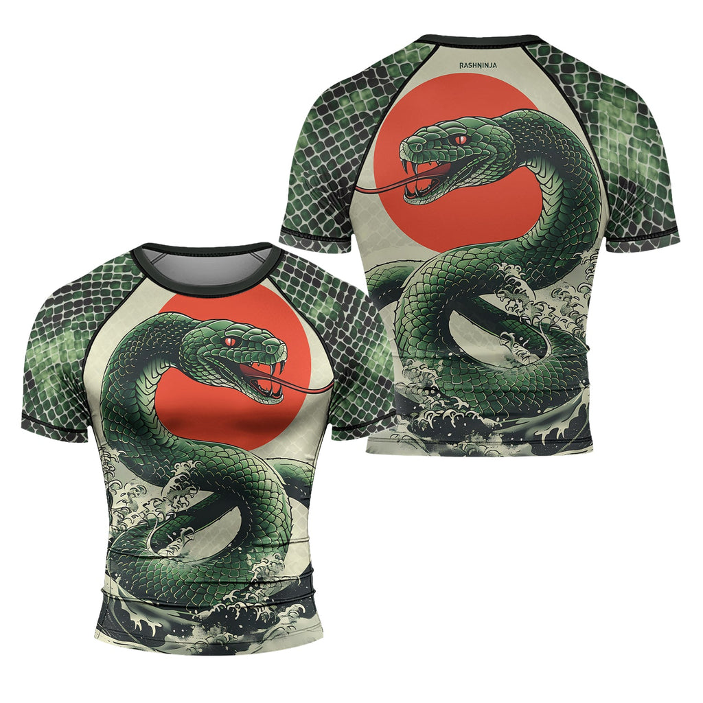 Rashninja Snake Rising Sun Men's Short Sleeve Rash Guard