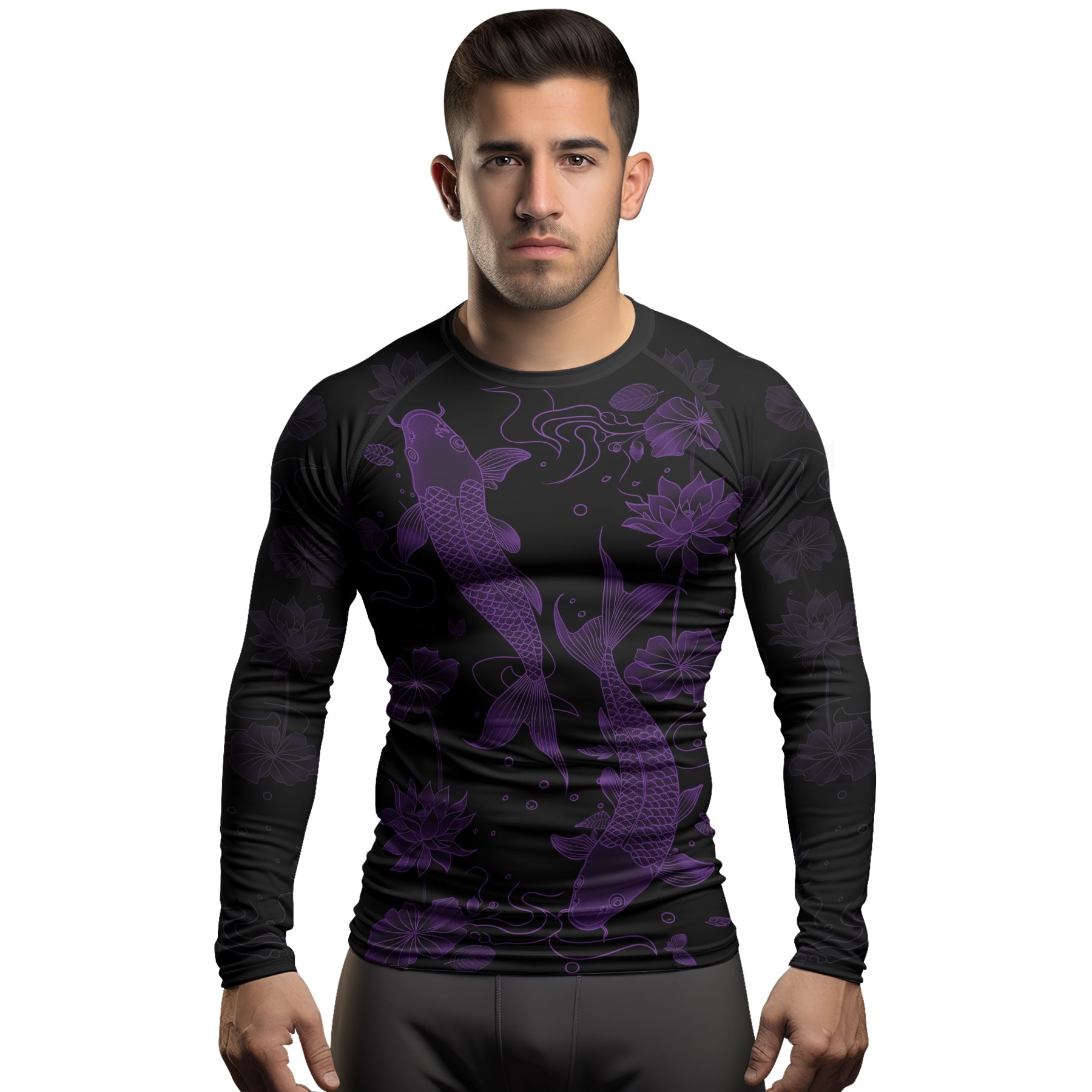 Rashninja Koi Lotus Flow Men's Long Sleeve Rash Guard