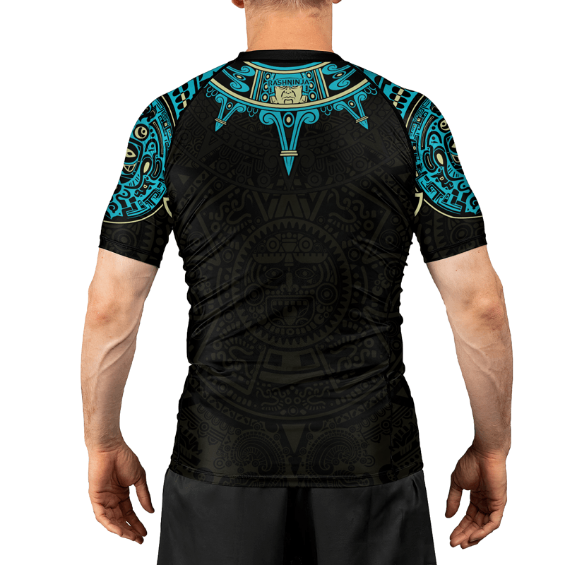 Rashninja Aztec Sun Symbol Men's Short Sleeve Rash Guard