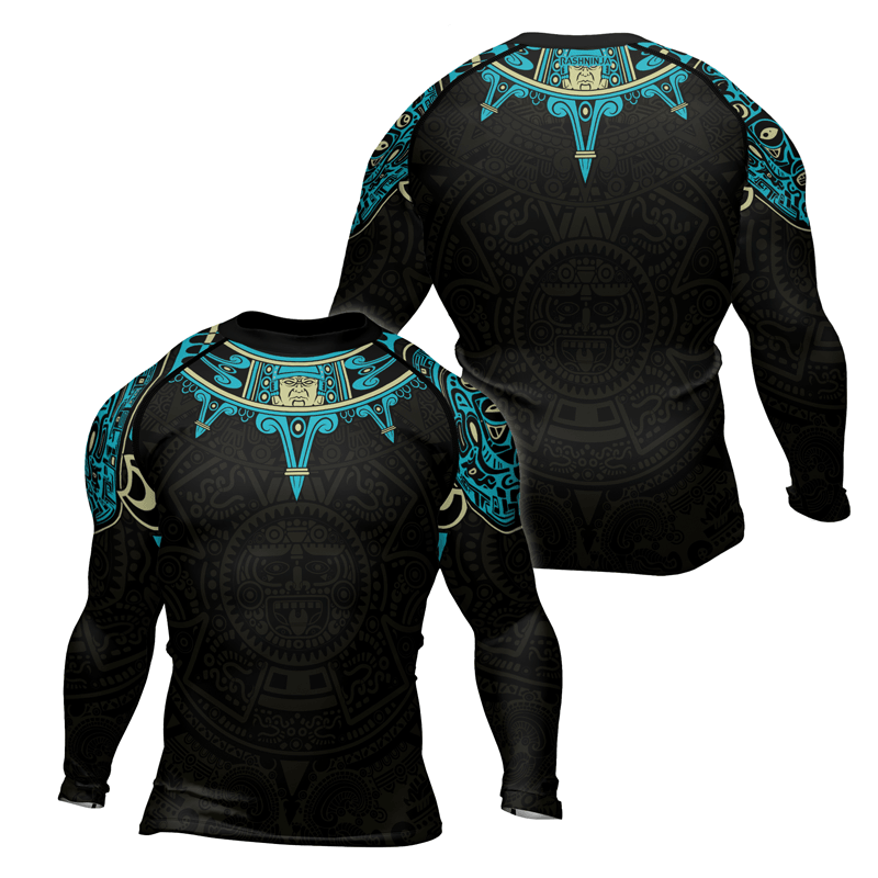 Rashninja Aztec Sun Symbol Men's Long Sleeve Rash Guard