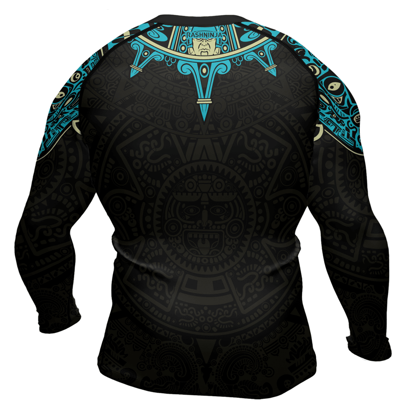 Rashninja Aztec Sun Symbol Men's Long Sleeve Rash Guard