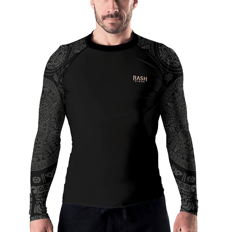 Rashninja Aztec Chief Skull Men's Long Sleeve Rash Guard