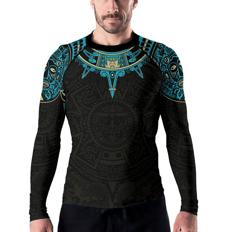 Rashninja Aztec Sun Symbol Men's Long Sleeve Rash Guard