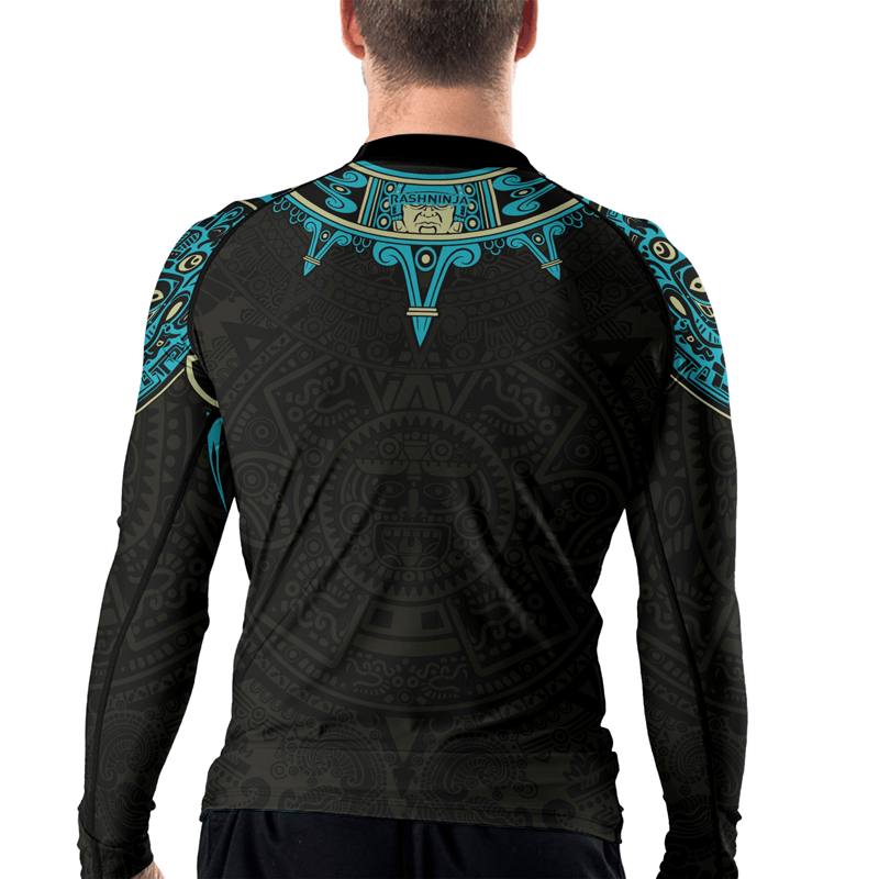 Rashninja Aztec Sun Symbol Men's Long Sleeve Rash Guard