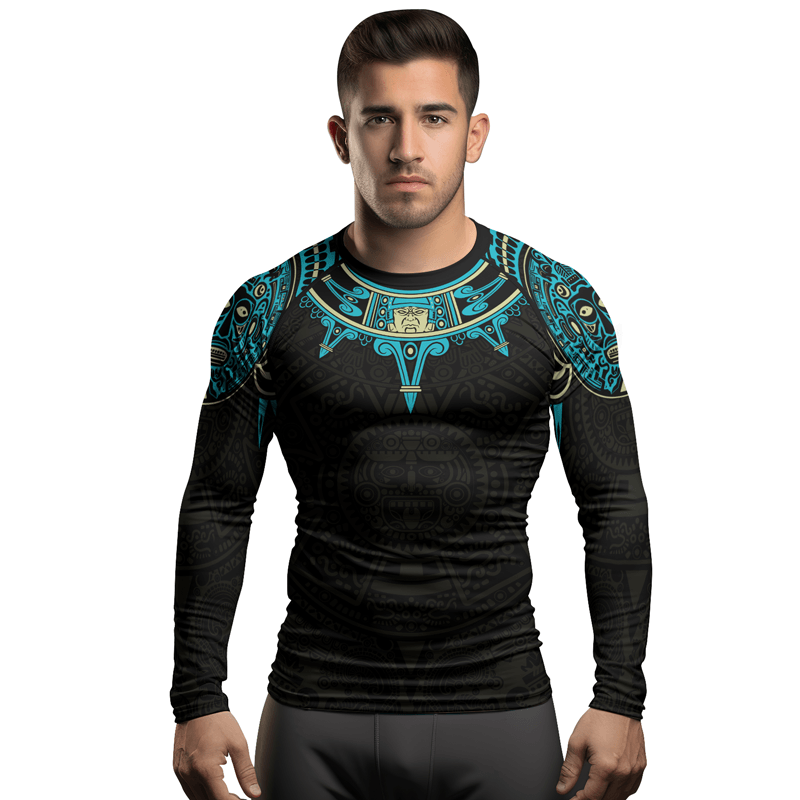 Rashninja Aztec Sun Symbol Men's Long Sleeve Rash Guard