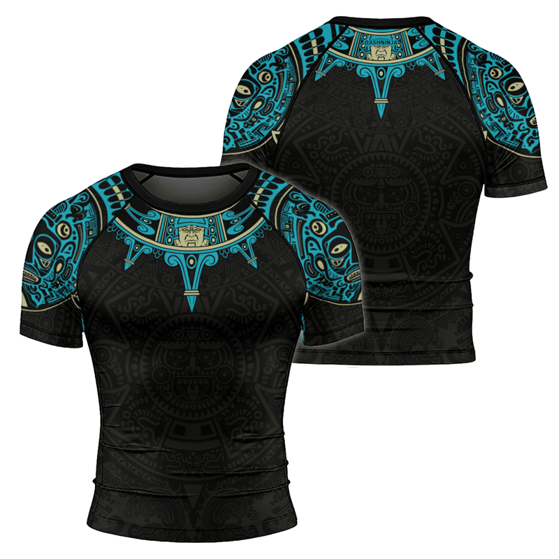 Rashninja Aztec Sun Symbol Men's Short Sleeve Rash Guard