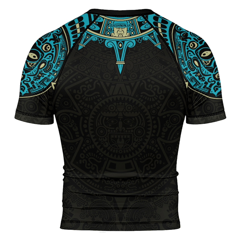 Rashninja Aztec Sun Symbol Men's Short Sleeve Rash Guard