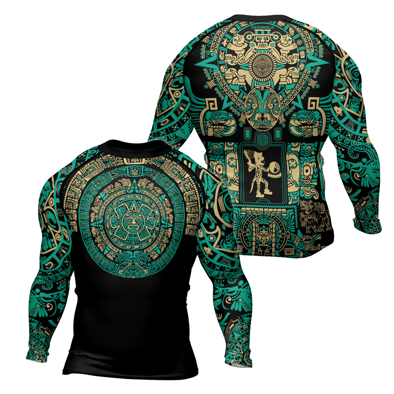 Rashninja Aztec Sun Stone Men's Long Sleeve Rash Guard