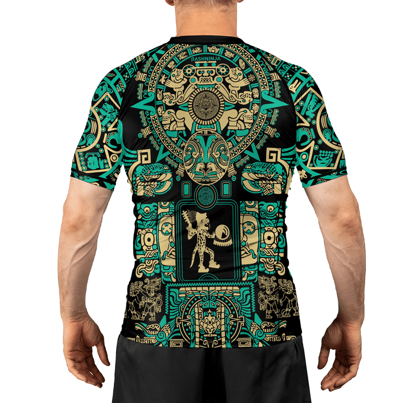 Rashninja Aztec Sun Stone Men's Short Sleeve Rash Guard