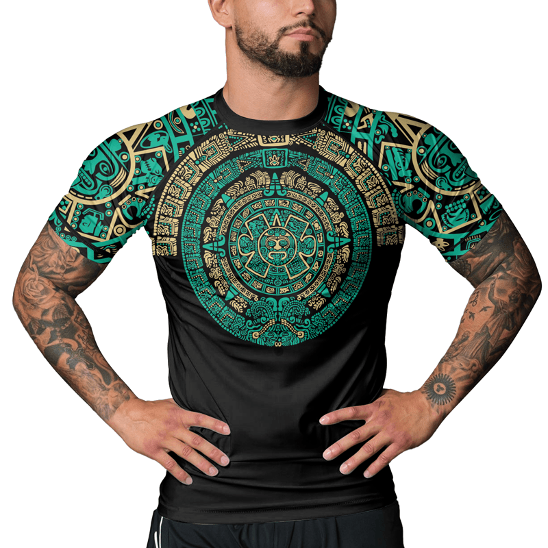 Rashninja Aztec Sun Stone Men's Short Sleeve Rash Guard