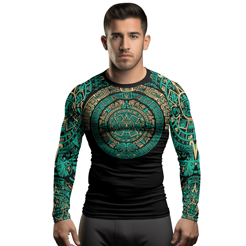Rashninja Aztec Sun Stone Men's Long Sleeve Rash Guard