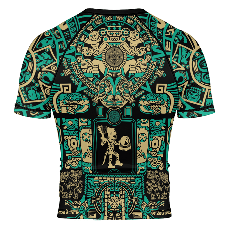 Rashninja Aztec Sun Stone Men's Short Sleeve Rash Guard