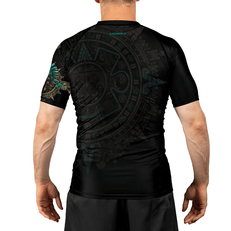 Rashninja Aztec Tribe Warrior Men's Short Sleeve Rash Guard