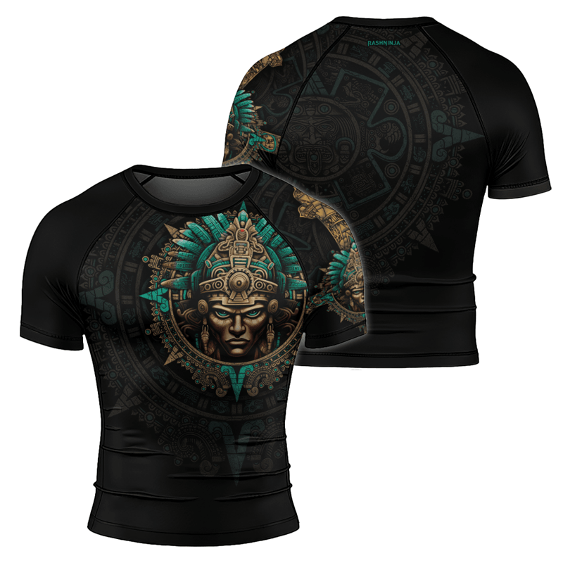 Rashninja Aztec Tribe Warrior Men's Short Sleeve Rash Guard