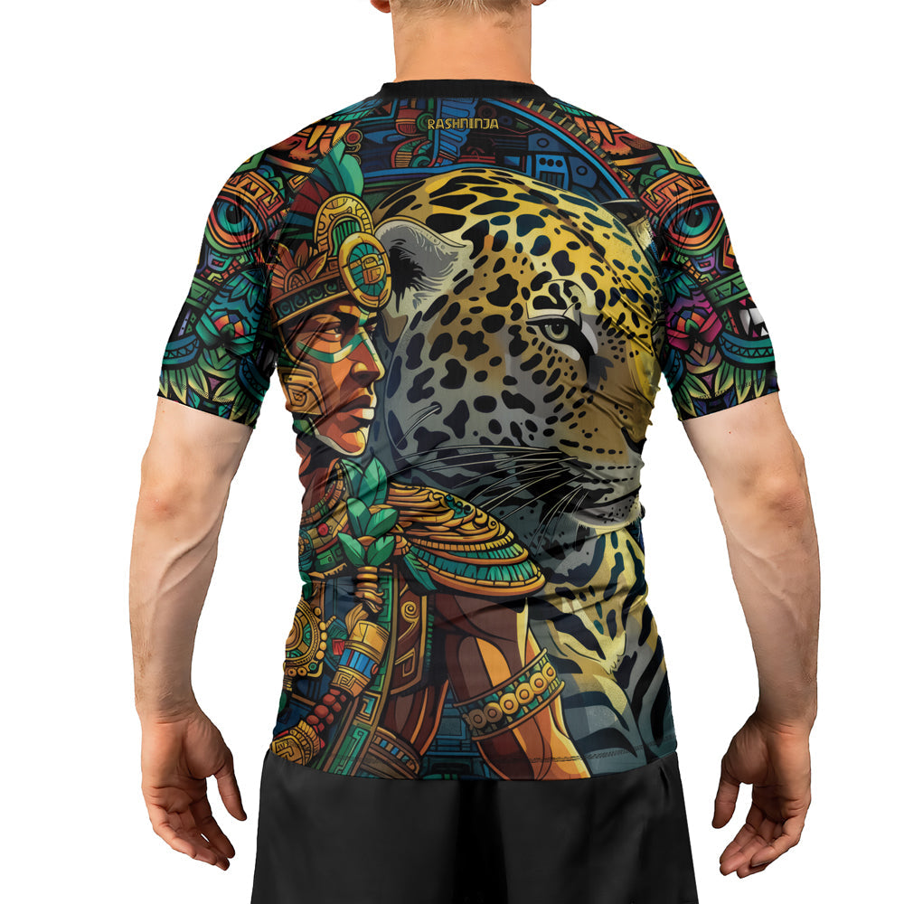 Rashninja Aztec Jaguar Spirit Men's Short Sleeve Rash Guard