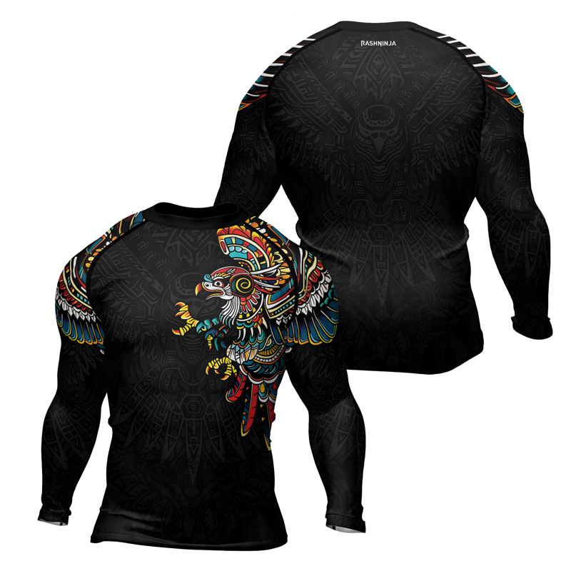 Rashninja Aztec Hunting Eagle Men's Long Sleeve Rash Guard