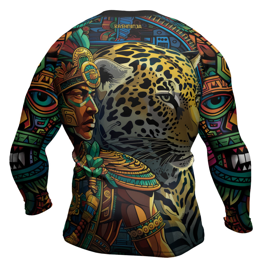 Rashninja Aztec Jaguar Spirit Men's Long Sleeve Rash Guard