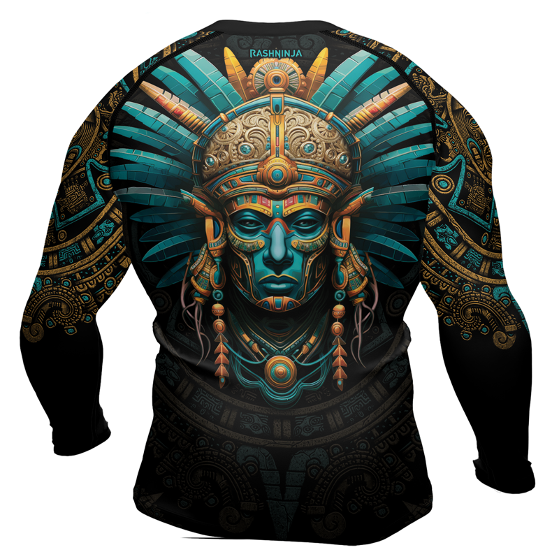 Rashninja Aztec Tribal Leader Men's Long Sleeve Rash Guard