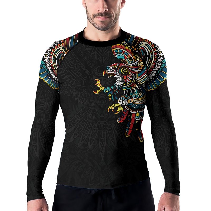Rashninja Aztec Hunting Eagle Men's Long Sleeve Rash Guard