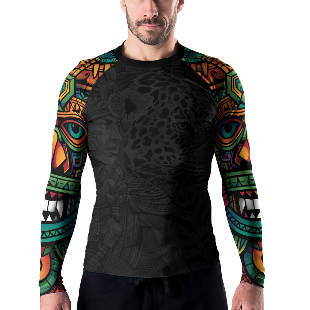 Rashninja Aztec Jaguar Spirit Men's Long Sleeve Rash Guard