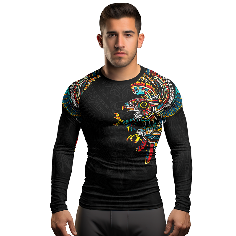 Rashninja Aztec Hunting Eagle Men's Long Sleeve Rash Guard