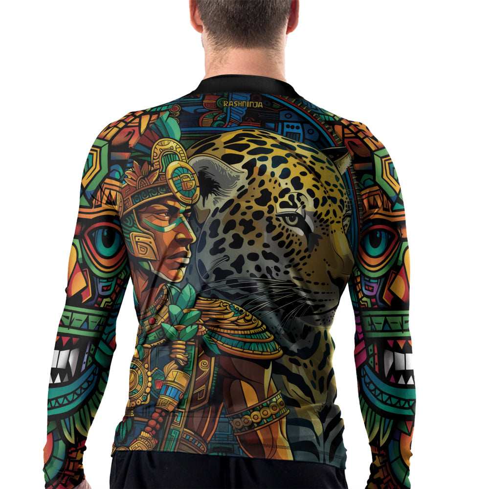 Rashninja Aztec Jaguar Spirit Men's Long Sleeve Rash Guard