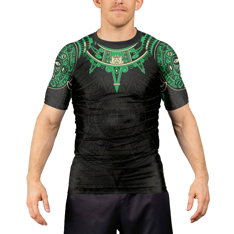 Rashninja Aztec Sun Symbol Men's Short Sleeve Rash Guard