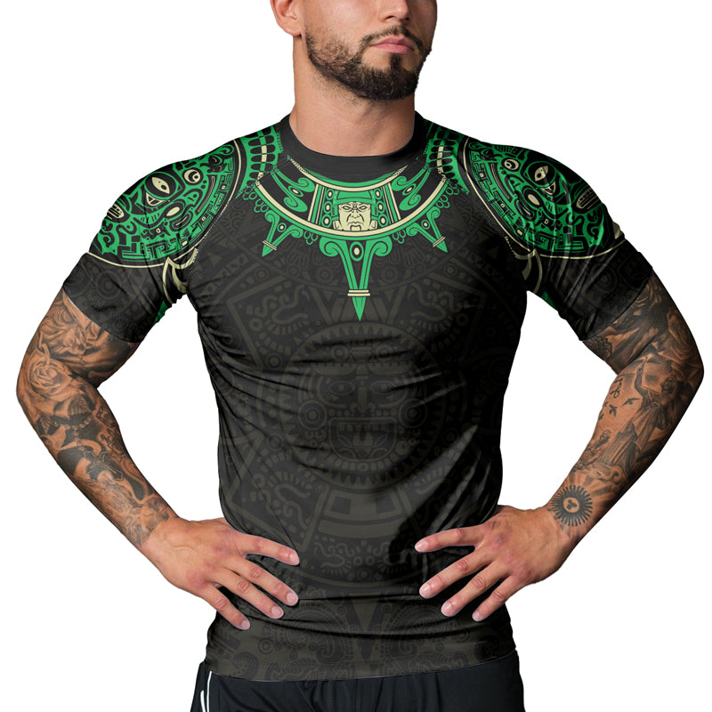 Rashninja Aztec Sun Symbol Men's Short Sleeve Rash Guard