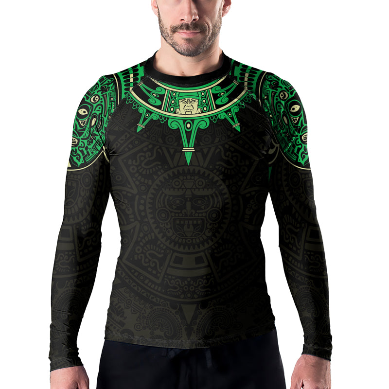 Rashninja Aztec Sun Symbol Men's Long Sleeve Rash Guard