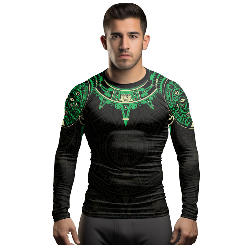 Rashninja Aztec Sun Symbol Men's Long Sleeve Rash Guard