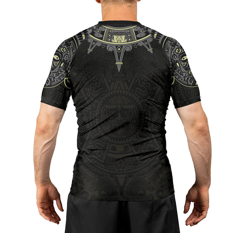 Rashninja Aztec Sun Symbol Men's Short Sleeve Rash Guard
