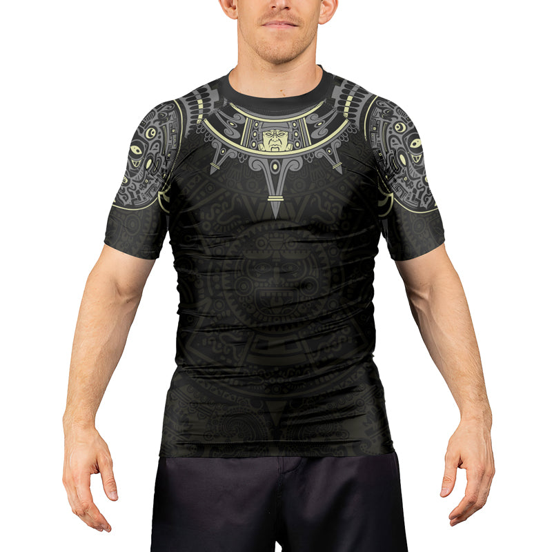 Rashninja Aztec Sun Symbol Men's Short Sleeve Rash Guard