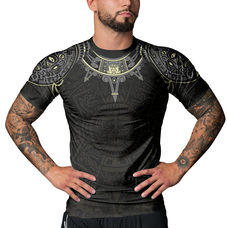 Rashninja Aztec Sun Symbol Men's Short Sleeve Rash Guard