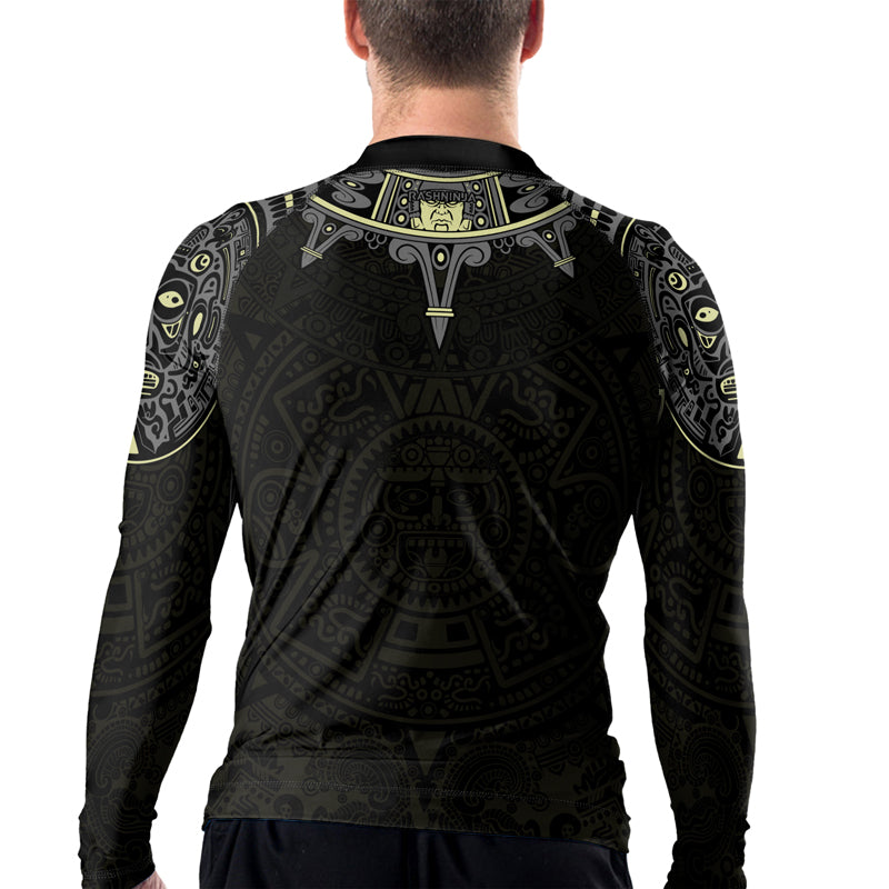Rashninja Aztec Sun Symbol Men's Long Sleeve Rash Guard